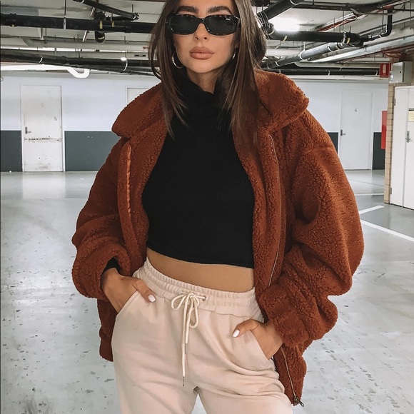 Dark Brown Teddy Coat Jacket - Picture 2 of 6